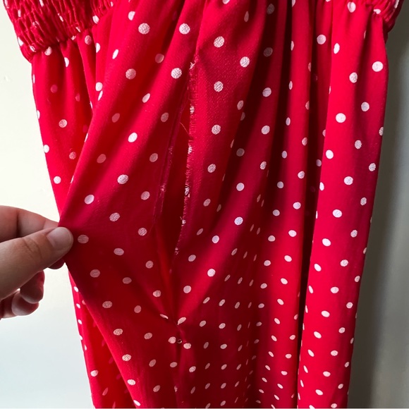 Peach Love California red and white poka dot spring summer dress maxi size small - Picture 12 of 13